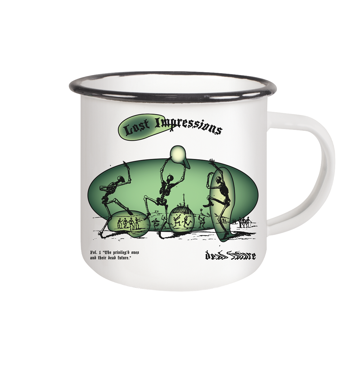 "Dead Future" - Lost Impressions - Emaille Tasse (Black)