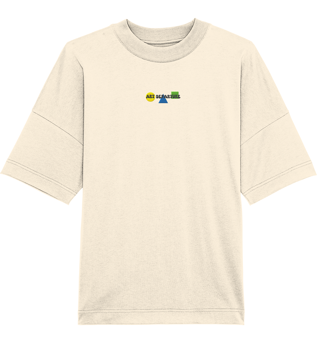 "Shapes" Embroidered Natural - Art Departure - Organic Oversize Shirt (Stick)